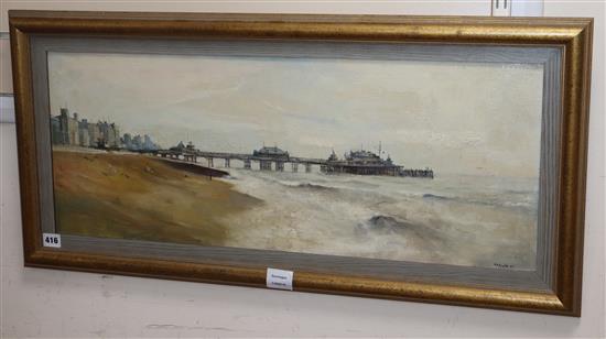 Anthony R. Cooke, oil on canvas, The West Pier, Brighton, signed and dated 61, 30 x 75cm